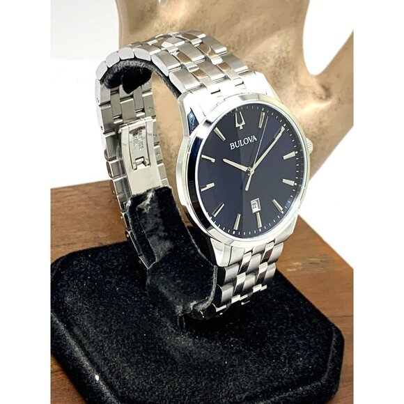 Bulova Men's Watch 96B338 Quartz Blue Dial Date Silver Stainless Steel 40mm - Picture 13 of 13